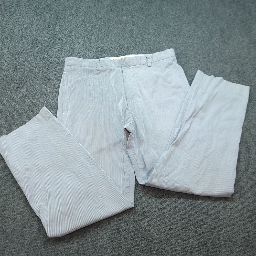 Banana Republic Mens 35x30 Blue White Micro Stripe Cotton Seersucker Pants